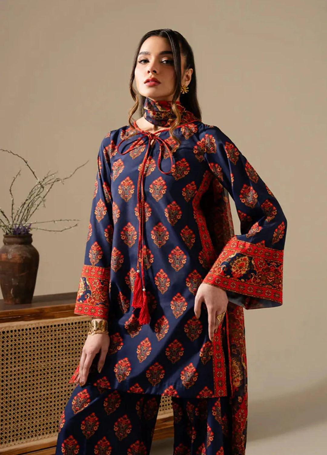 Maria Osama Khan Pret Printed Grip Silk 3 Piece Suit M-013 Milania
