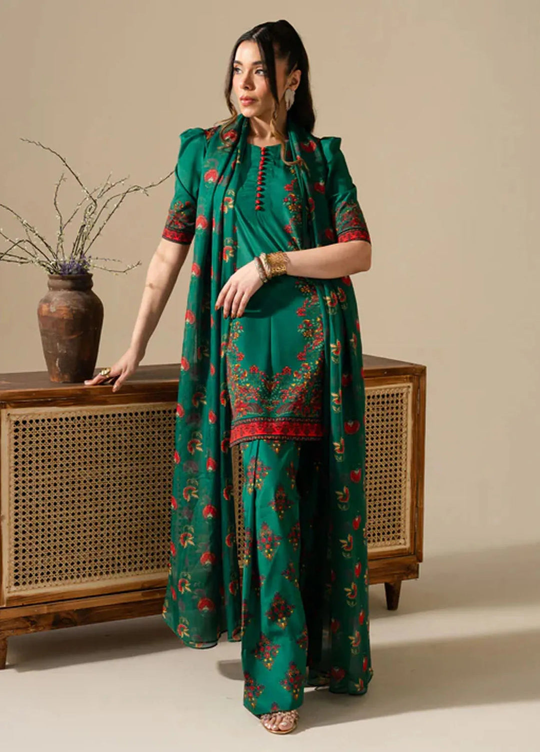 Maria Osama Khan Pret Printed Grip Silk 3 Piece Suit M-014 Vivian