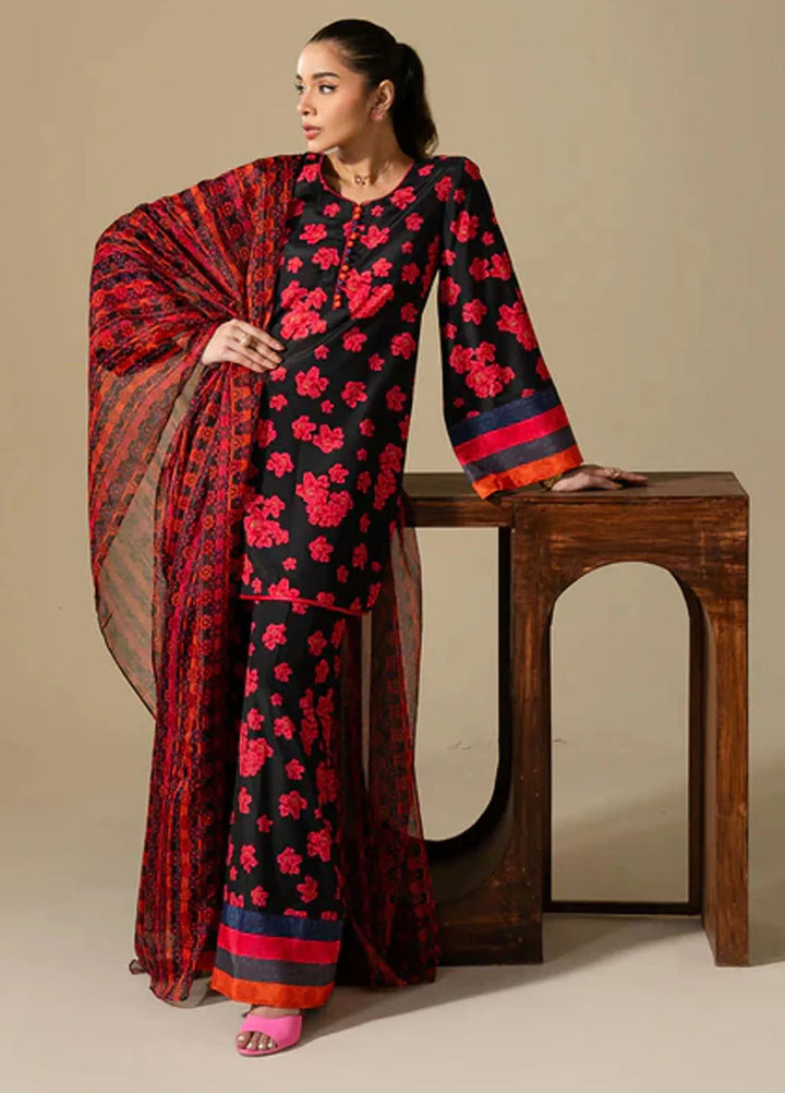 Maria Osama Khan Pret Printed Grip Silk 3 Piece Suit M-015 Boho