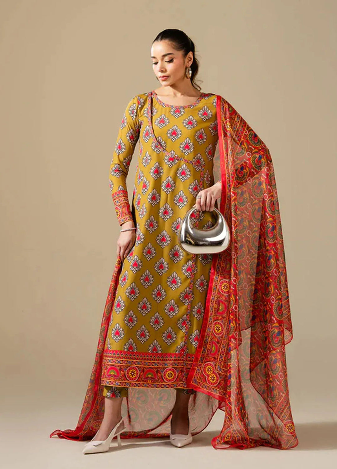 Maria Osama Khan Pret Printed Grip Silk 3 Piece Suit M-016 Bohra