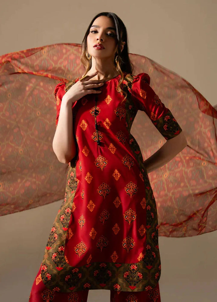 Maria Osama Khan Pret Printed Grip Silk 3 Piece Suit M-017 Bloom