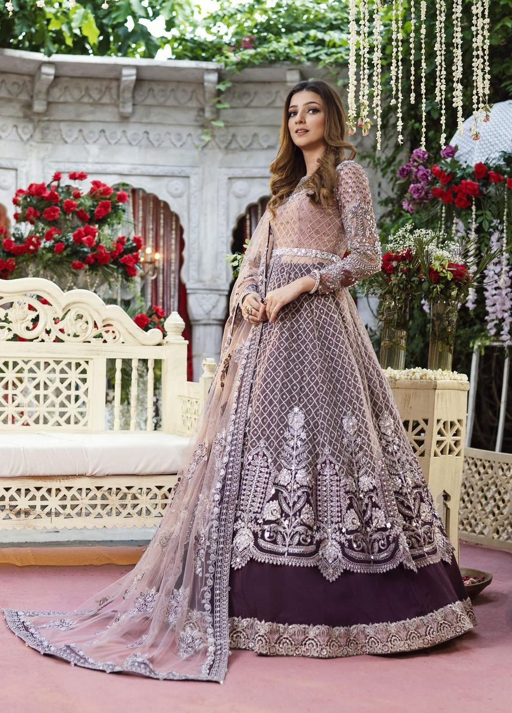 Qabool Hai by Maria Osama Khan Embroidered Net Suits Unstitched 3 Piece MOK22QW SABOOR - Luxury Wedding Collection