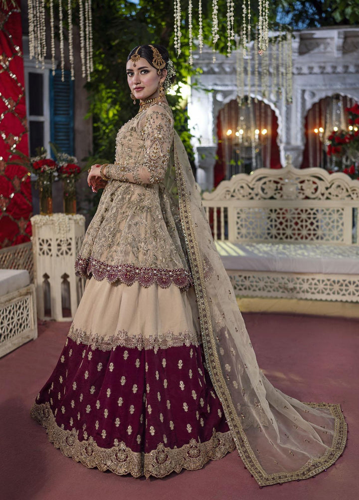 Qabool Hai by Maria Osama Khan Embroidered Net Suits Unstitched 3 Piece MOK22QW SURKHAB - Luxury Wedding Collection