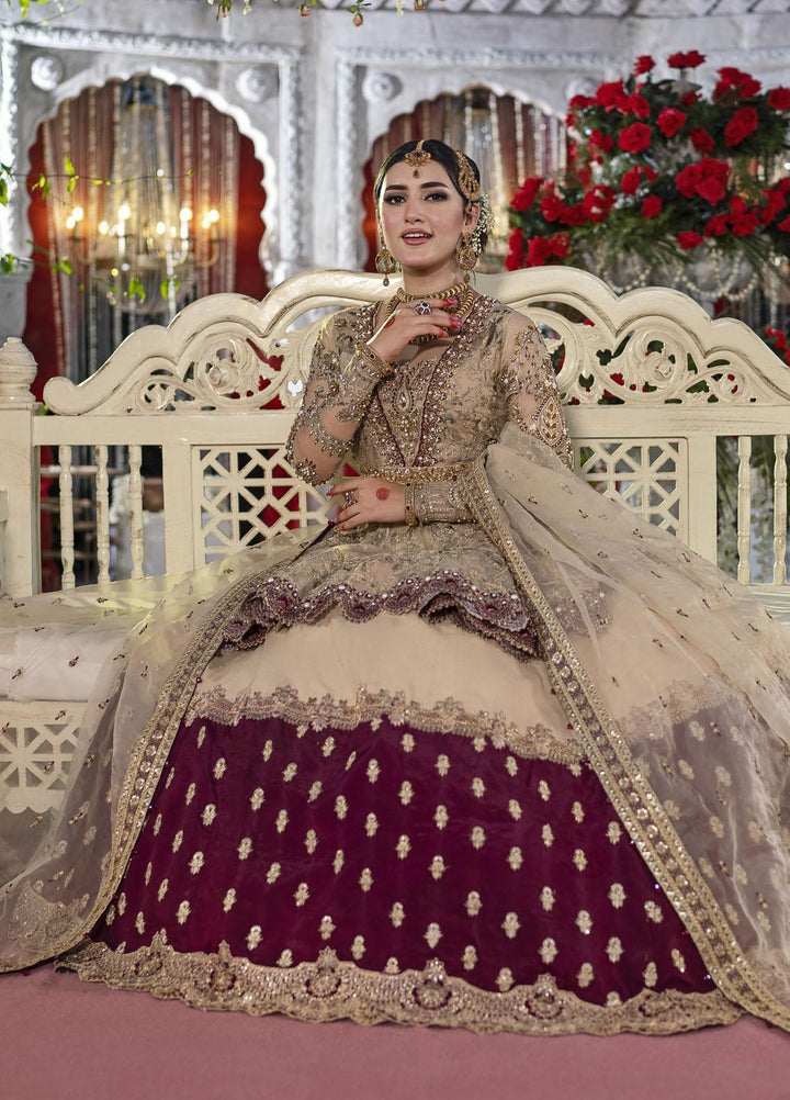 Qabool Hai by Maria Osama Khan Embroidered Net Suits Unstitched 3 Piece MOK22QW SURKHAB - Luxury Wedding Collection