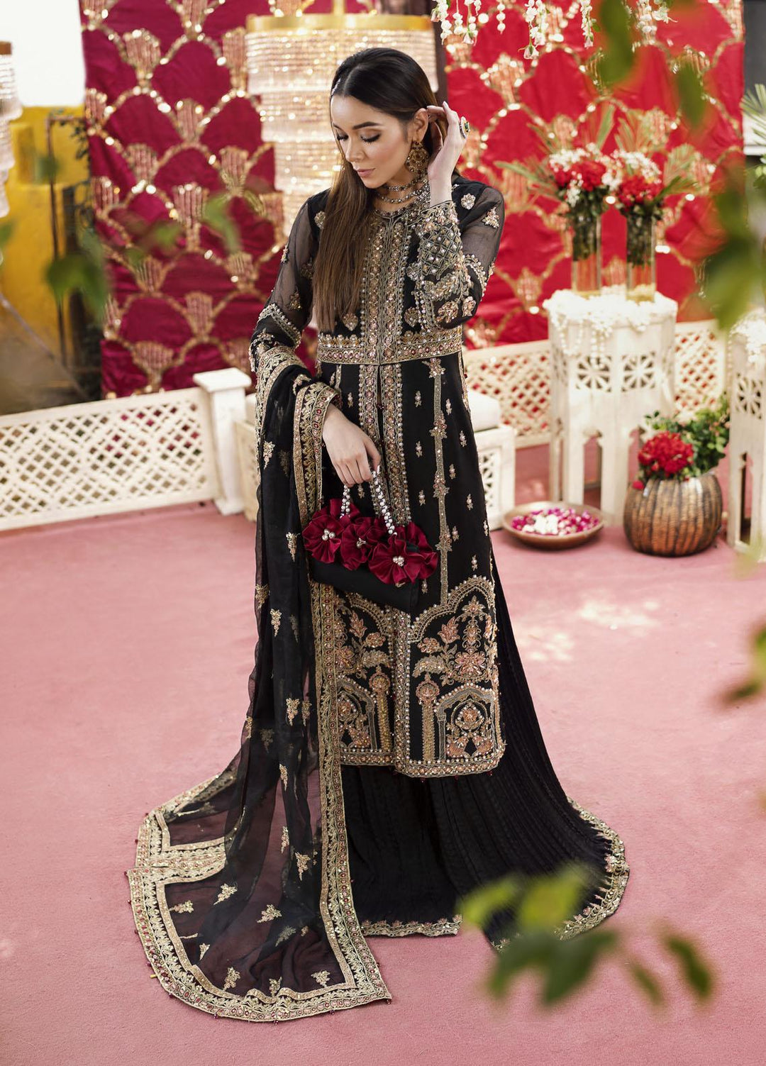 Qabool Hai by Maria Osama Khan Embroidered Organza Suits Unstitched 3 Piece MOK22QW HOOR - Luxury Wedding Collection