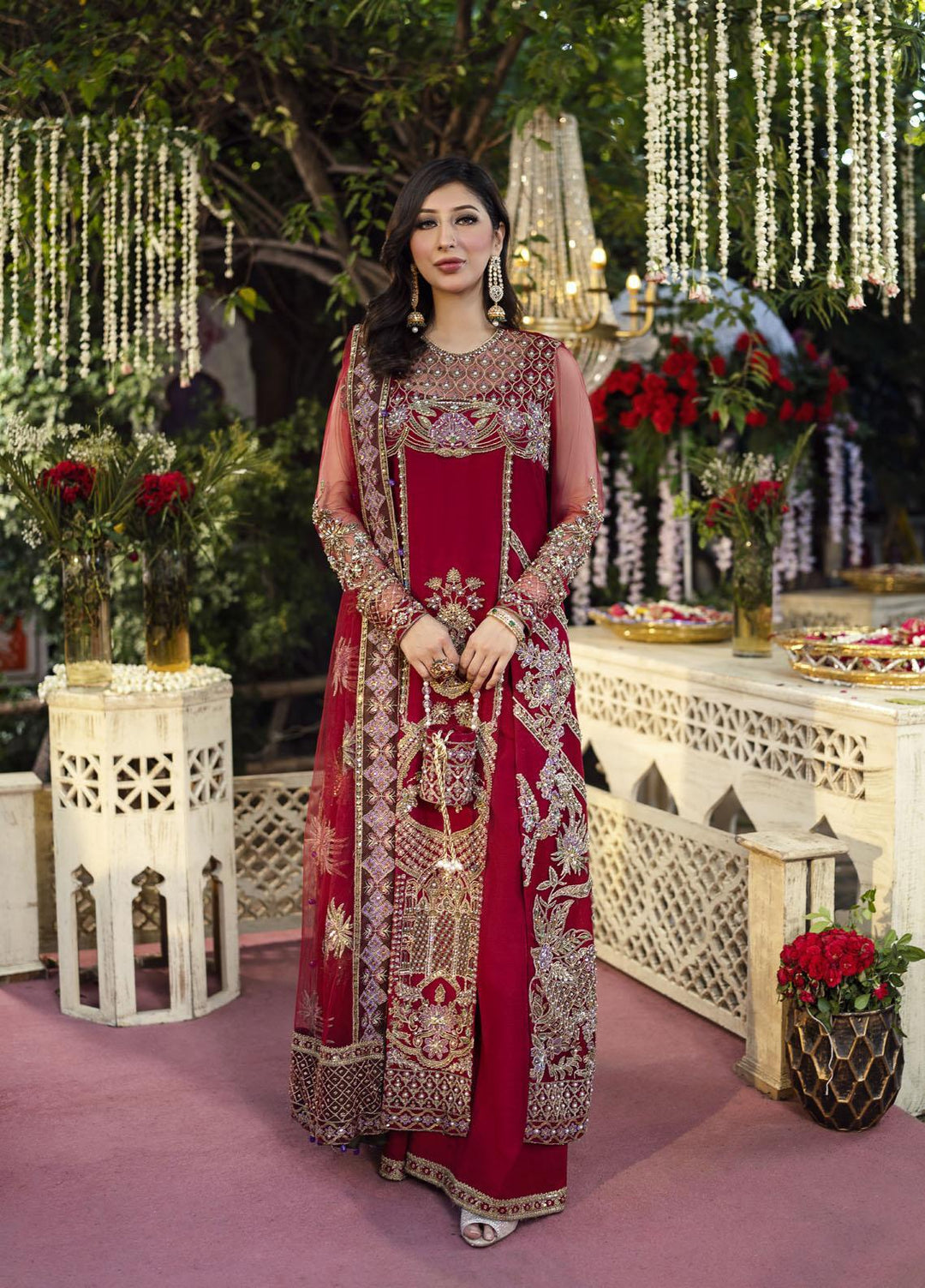 Qabool Hai by Maria Osama Khan Embroidered Net Suits Unstitched 3 Piece MOK22QW GULSHAN - Luxury Wedding Collection