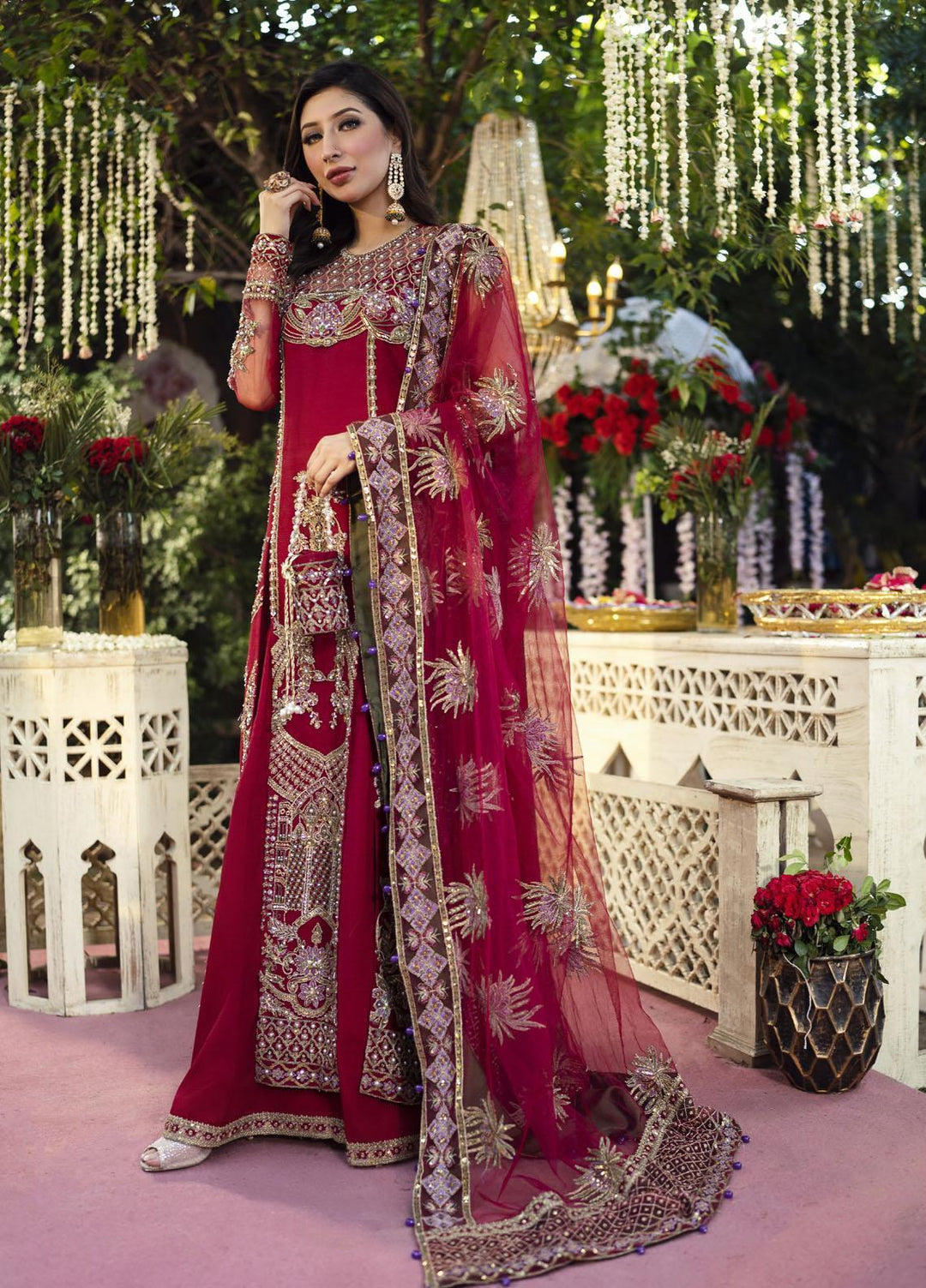 Qabool Hai by Maria Osama Khan Embroidered Net Suits Unstitched 3 Piece MOK22QW GULSHAN - Luxury Wedding Collection
