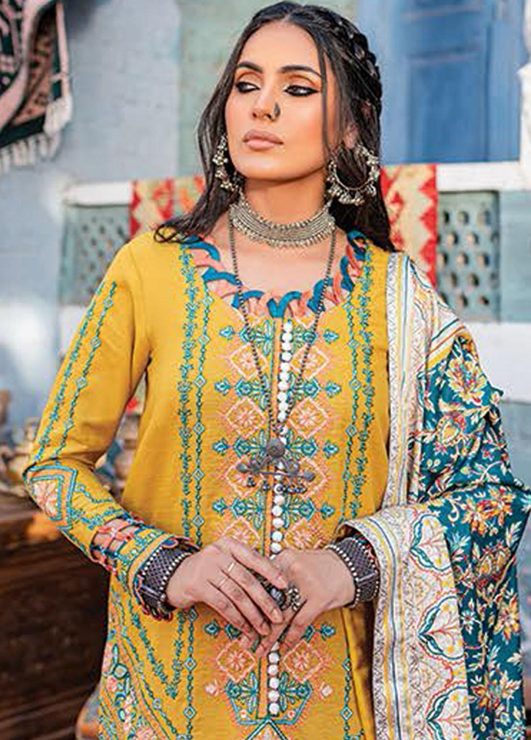 Sakhiyaan By Maria Osama Khan Embroidered  Suits Unstitched 3 Piece MOK22S MS-03 Sandal - Winter Collection