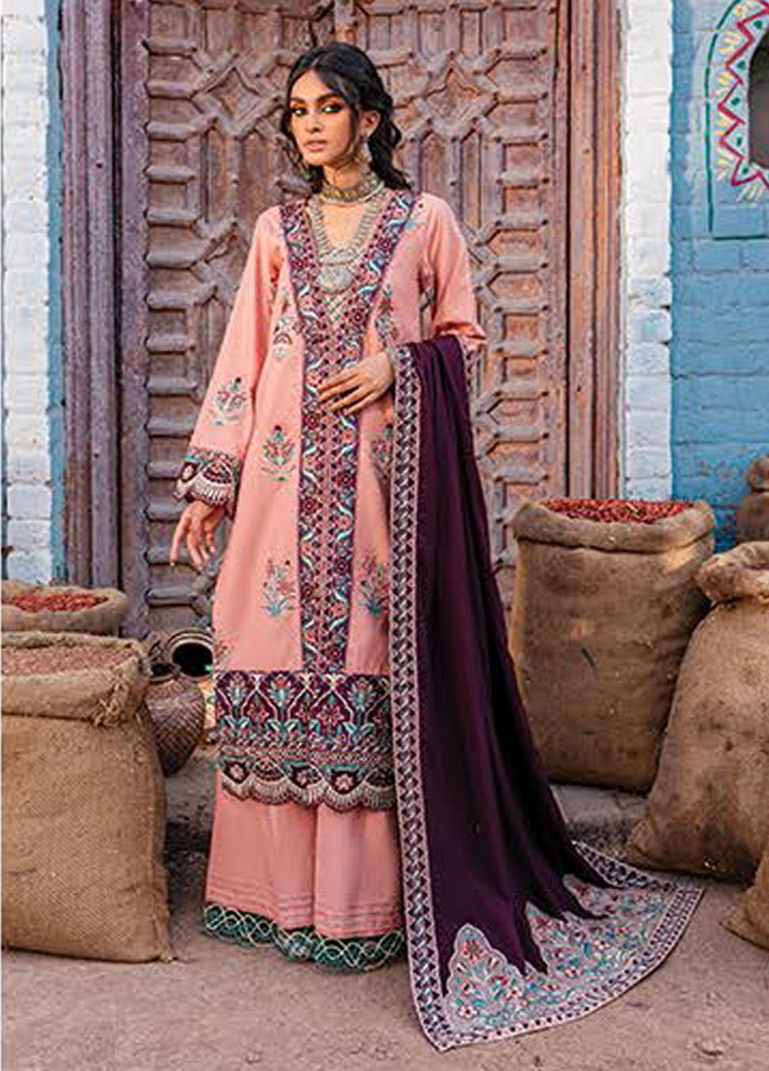Sakhiyaan By Maria Osama Khan Embroidered  Suits Unstitched 3 Piece MOK22S MS-04 Mahpara - Winter Collection