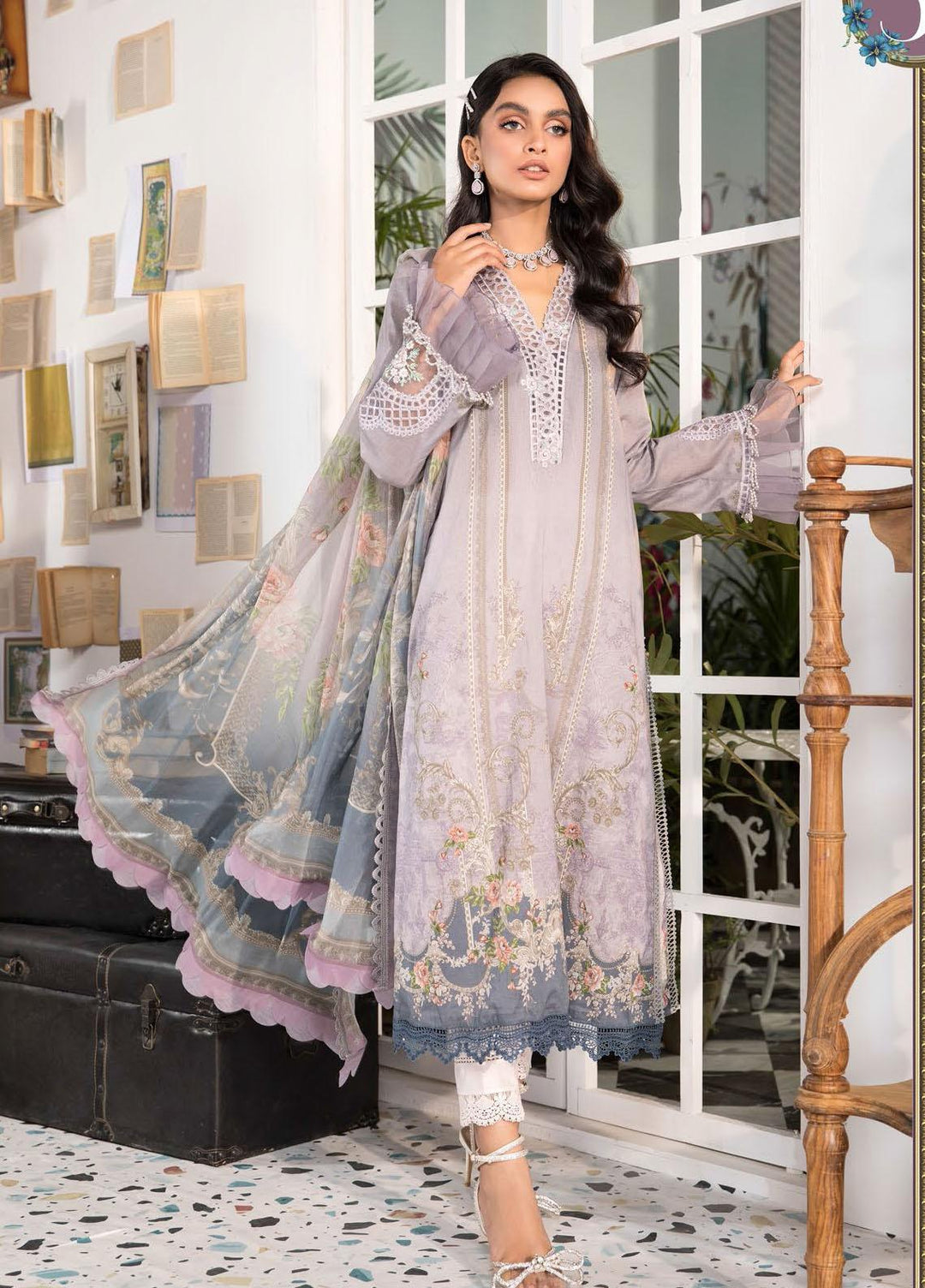 Mprints By Maria B Printed Lawn Suits Unstitched 3 Piece MB21-MP2 1105-B - Summer Collection