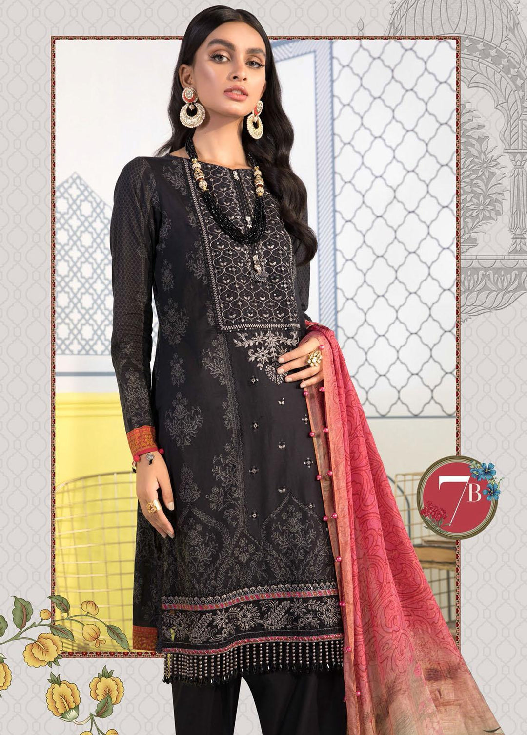 Mprints By Maria B Printed Lawn Suits Unstitched 3 Piece MB21-MP2 1107-B - Summer Collection