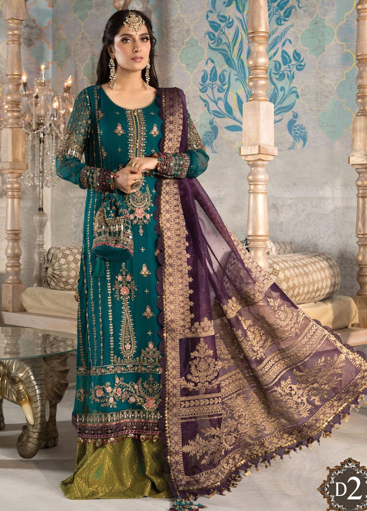 Maria B Embroidered Chiffon Suits Unstitched 3 Piece MB21MH D-02 - Luxury Collection