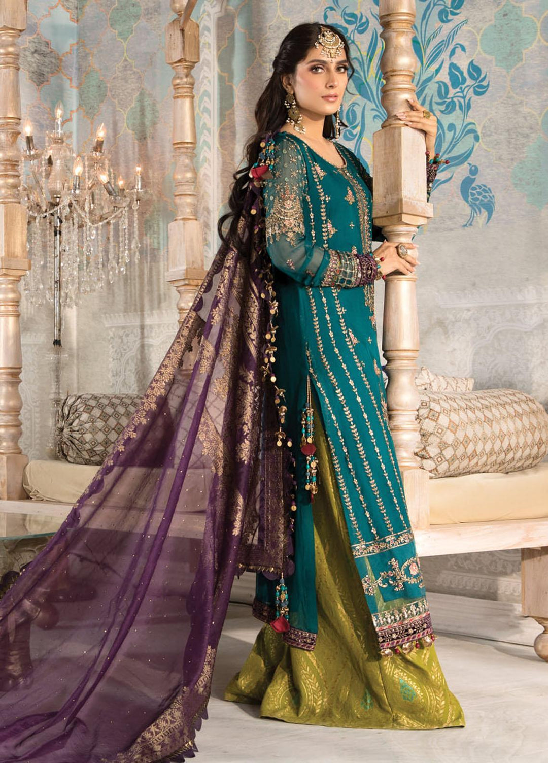 Maria B Embroidered Chiffon Suits Unstitched 3 Piece MB21MH D-02 - Luxury Collection