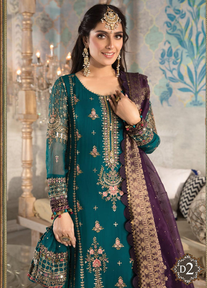 Maria B Embroidered Chiffon Suits Unstitched 3 Piece MB21MH D-02 - Luxury Collection
