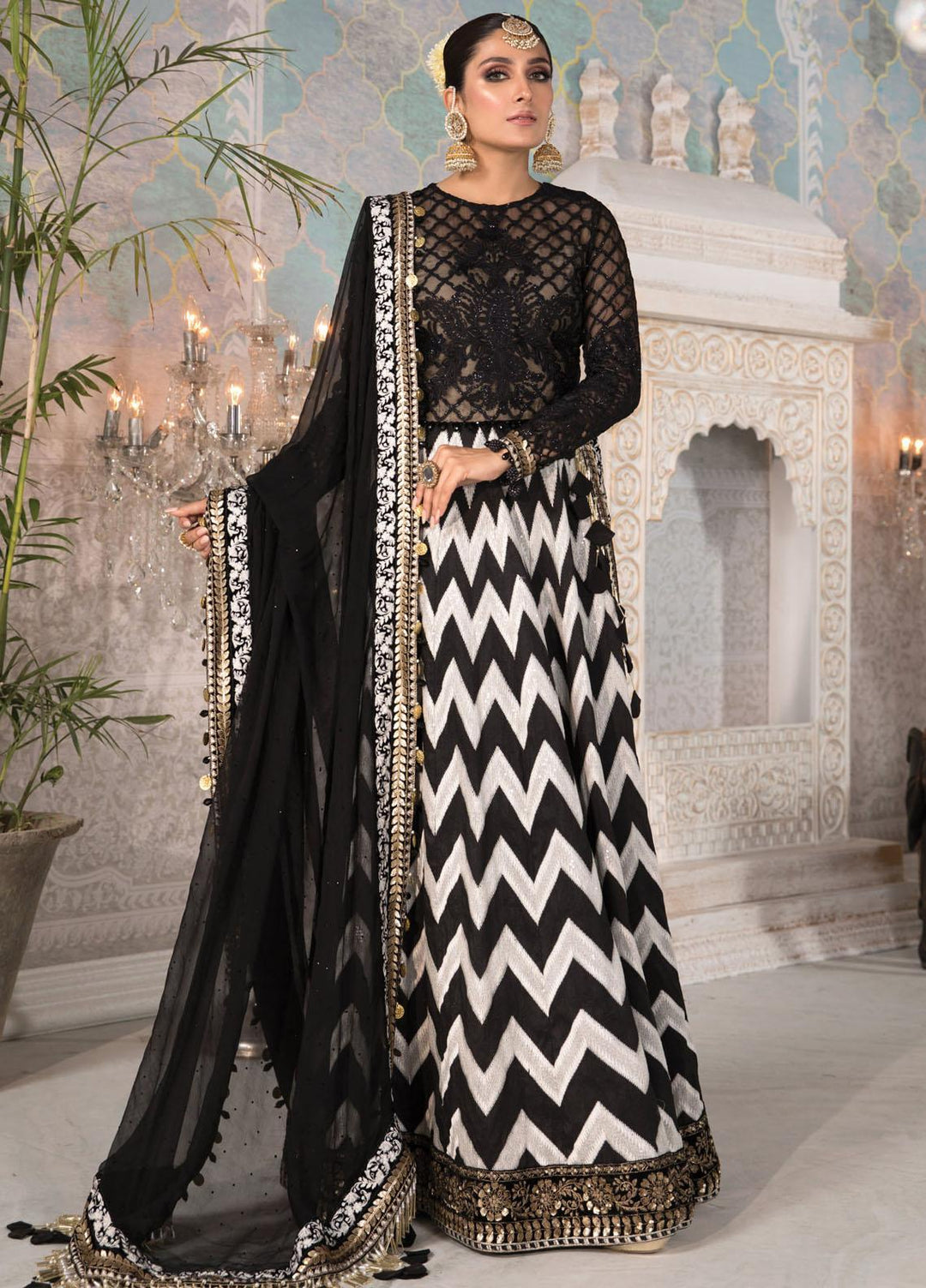 Maria B Embroidered Chiffon Suits Unstitched 3 Piece MB21MH D-03 - Luxury Collection