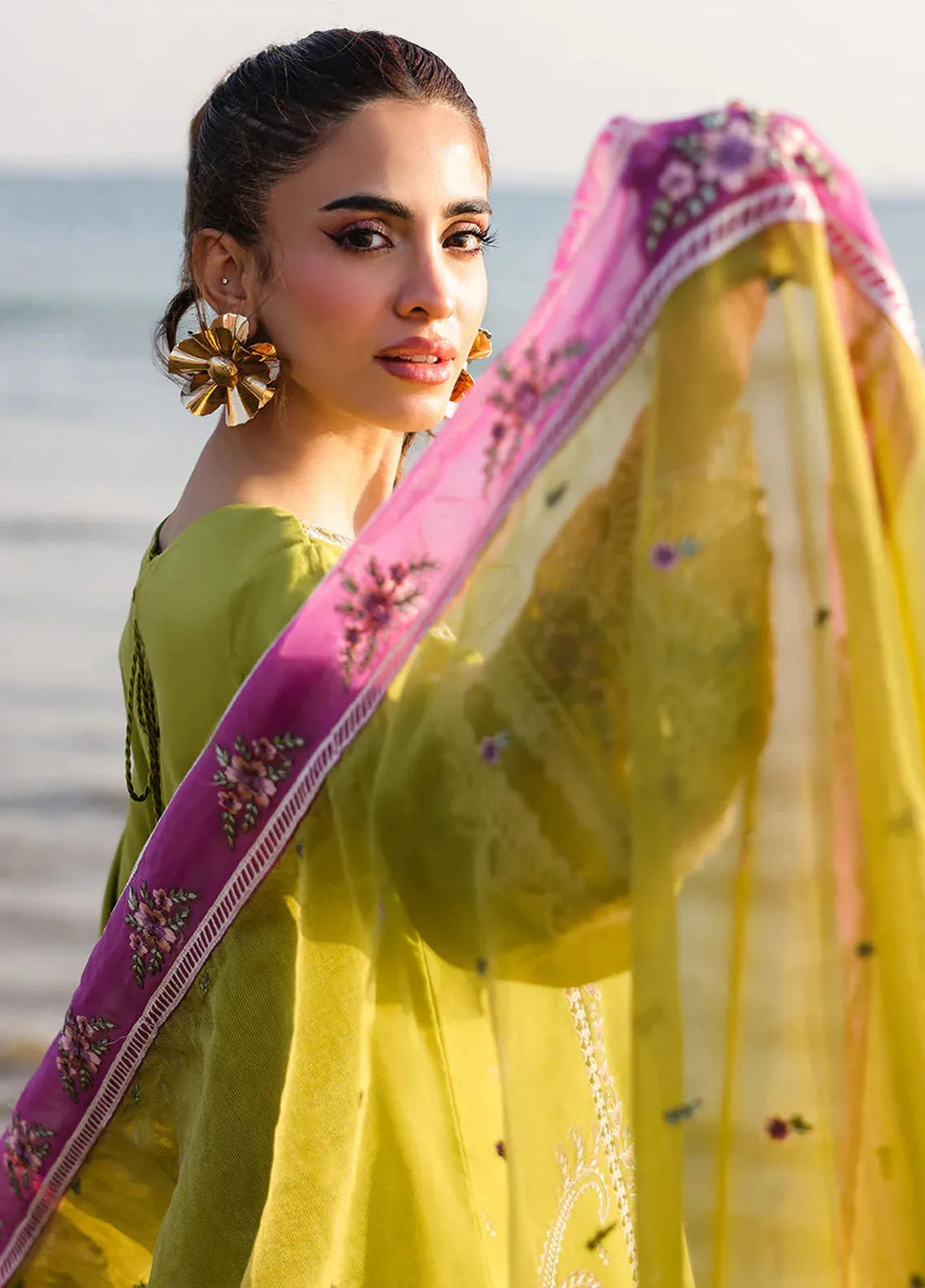 Marine by Faiza Faisal Embroidered Lawn Suit Unstitched 3 Piece FFX25LL Hina - Summer Collection