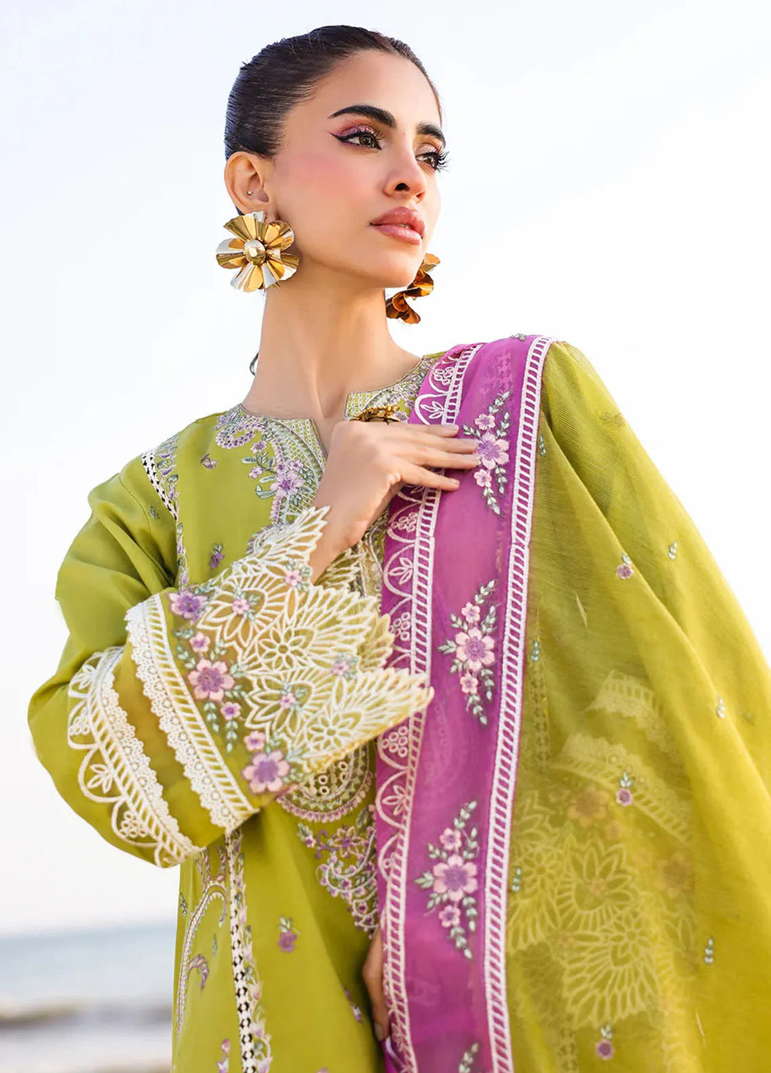 Marine by Faiza Faisal Embroidered Lawn Suit Unstitched 3 Piece FFX25LL Hina - Summer Collection