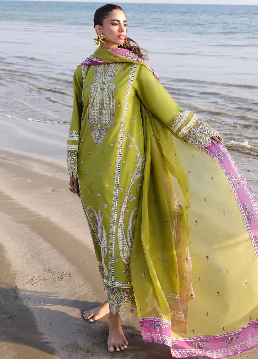 Marine by Faiza Faisal Embroidered Lawn Suit Unstitched 3 Piece FFX25LL Hina - Summer Collection