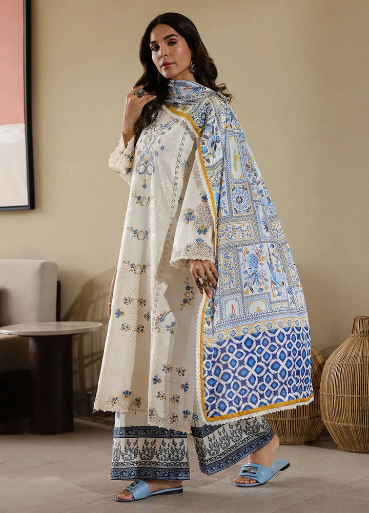 Marine by Faiza Faisal Embroidered Lawn Suit Unstitched 3 Piece FFX25LL Mirha - Summer Collection
