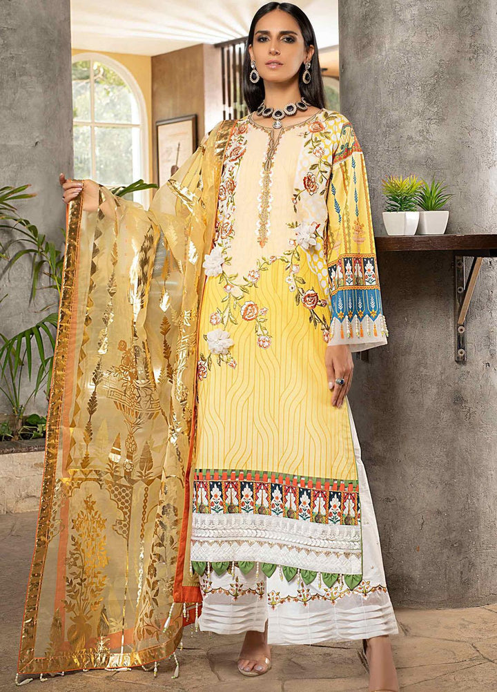 Marjaan By Sifona Embroidered Lawn Suits Unstitched 3 Piece SF21M 08 - Festive Collection