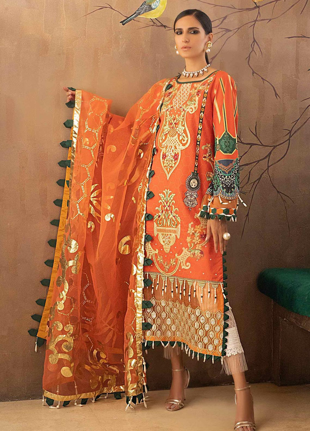 Marjaan By Sifona Embroidered Lawn Suits Unstitched 3 Piece SF21M 12 - Festive Collection