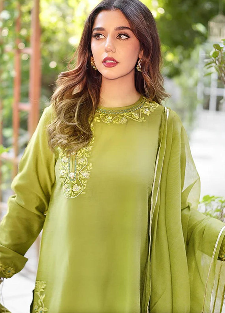 Maroon by Iqra Chaudhry Pret Embroidered Khaadi Silk 3 Piece Suit MIC22PW OLIVE