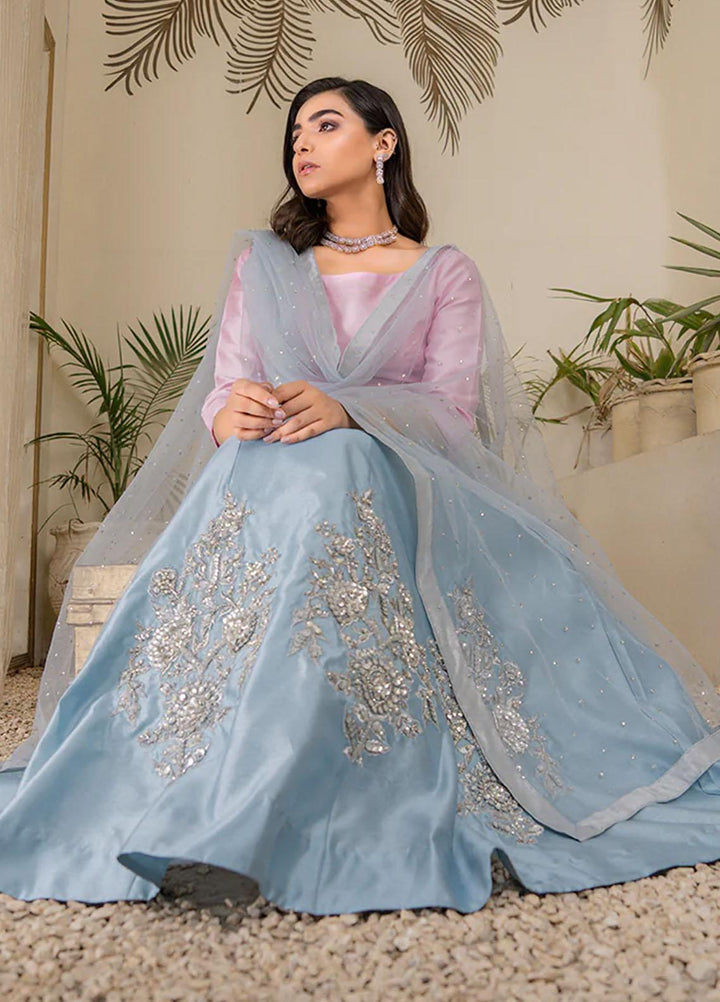 Maroon by Iqra Chaudhry Pret Embroidered Raw Silk 3 Piece Suit Blue Heavens