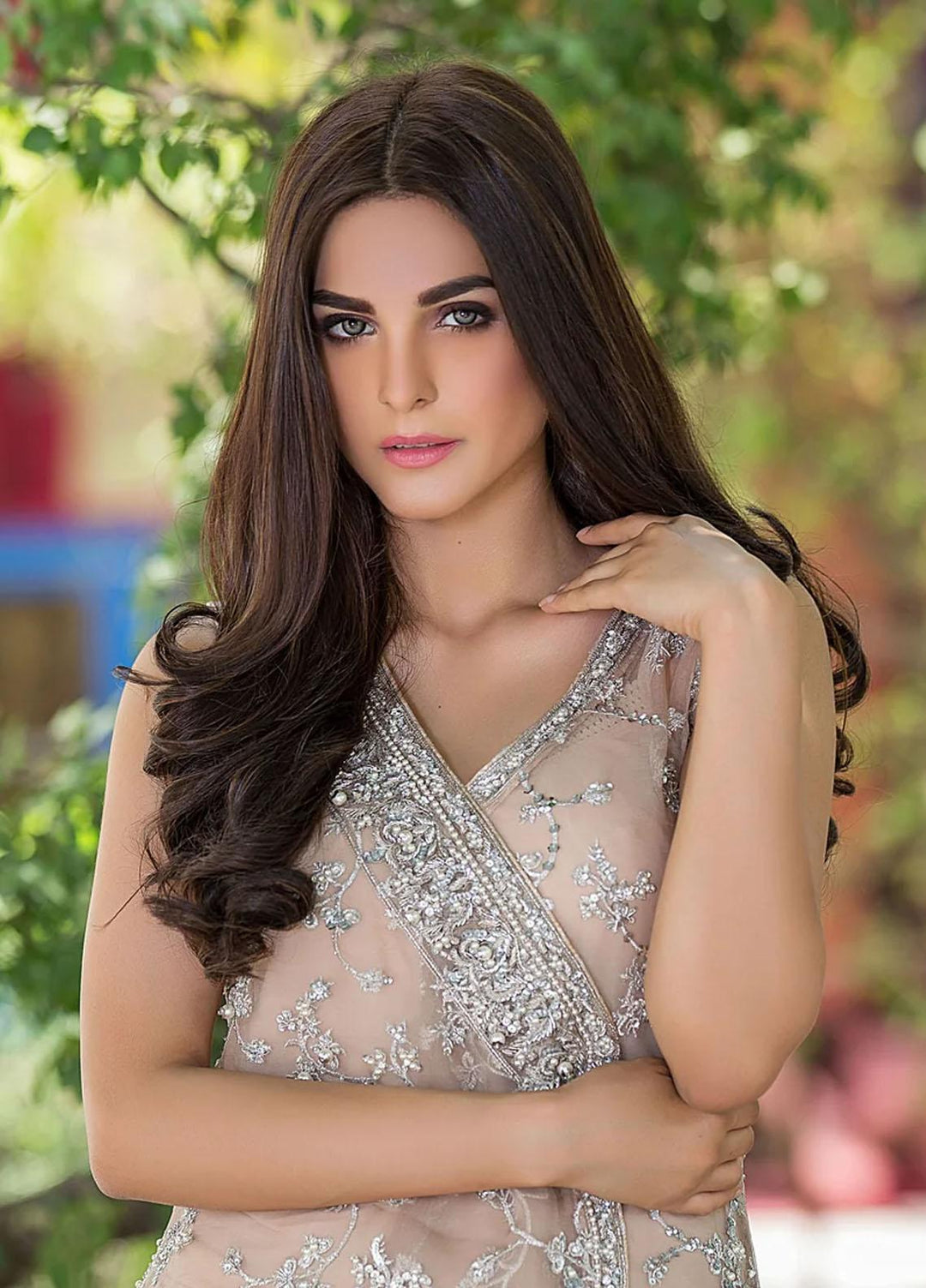 Maroon by Iqra Chaudhry Pret Embroidered Jamawar 2 Piece Suit Sparkling Beige