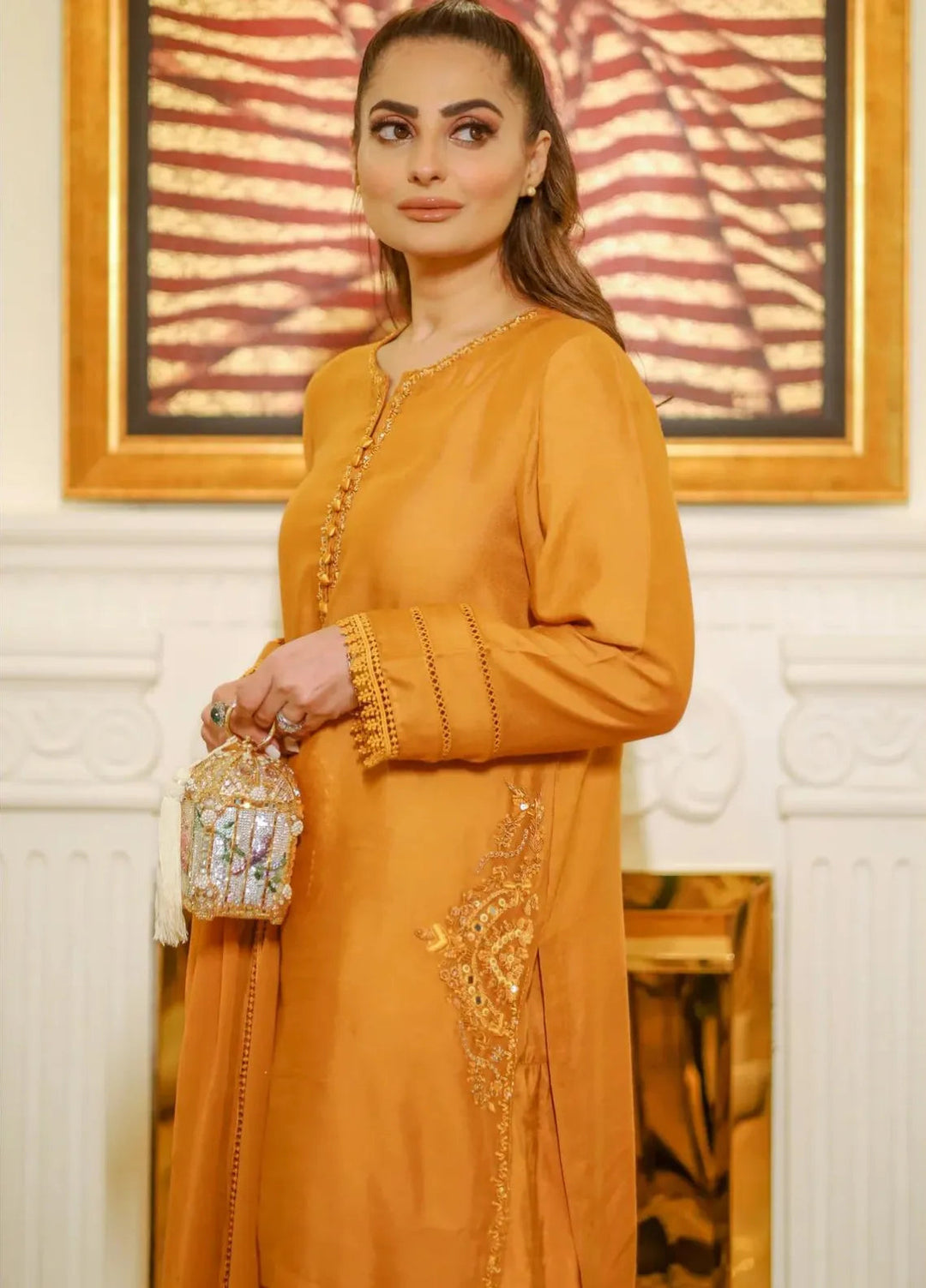 Maroon by Iqra Chaudhry Pret Embroidered Cotton Net 3 Piece Suit Amber