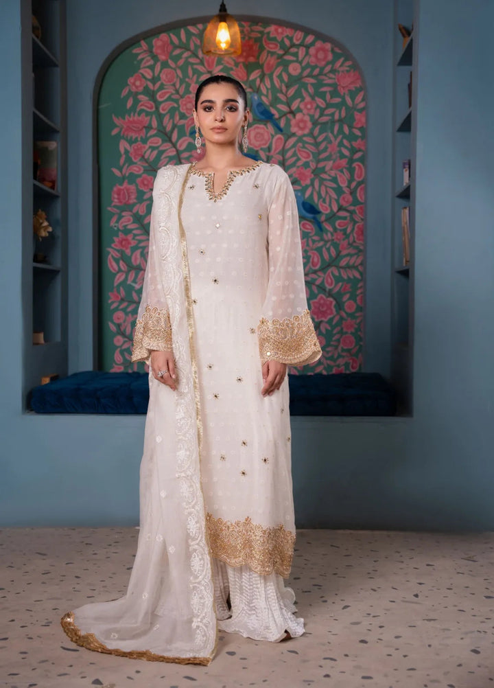 Maroon by Iqra Chaudhry Pret Embroidered Cotton Net 3 Piece Suit Haya