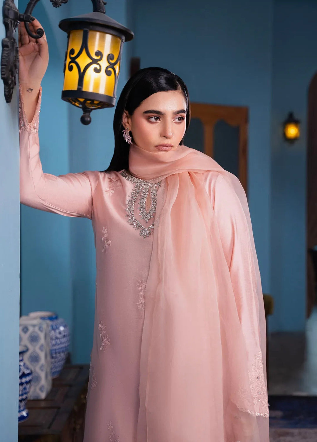 Maroon by Iqra Chaudhry Pret Embroidered Cotton Net 3 Piece Suit Regal Radiance