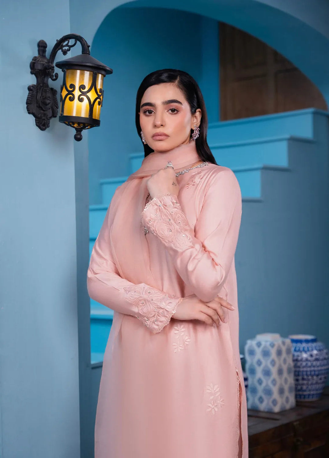 Maroon by Iqra Chaudhry Pret Embroidered Cotton Net 3 Piece Suit Regal Radiance