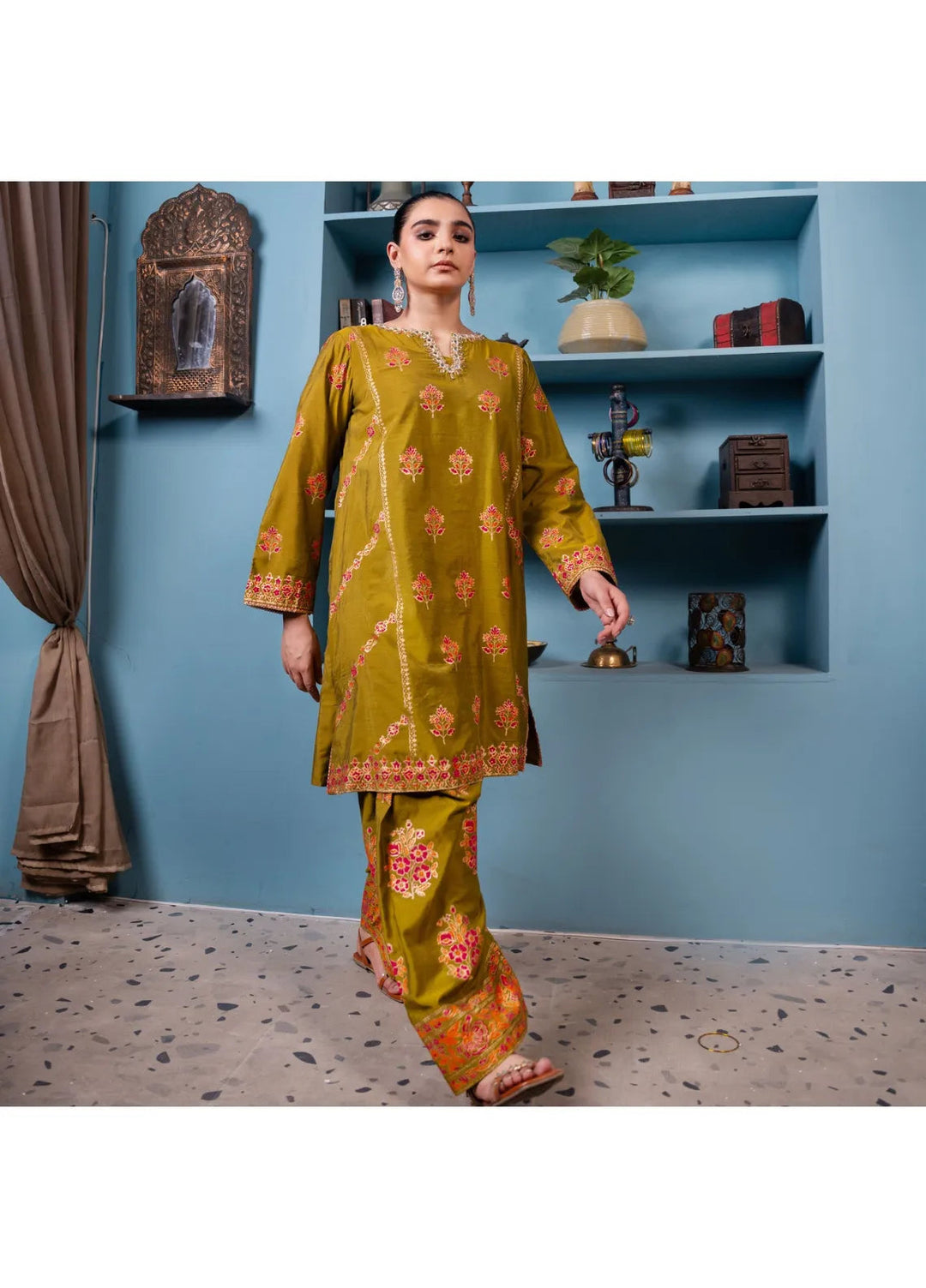 Maroon by Iqra Chaudhry Pret Embroidered Karandi Silk 3 Piece Suit Bella