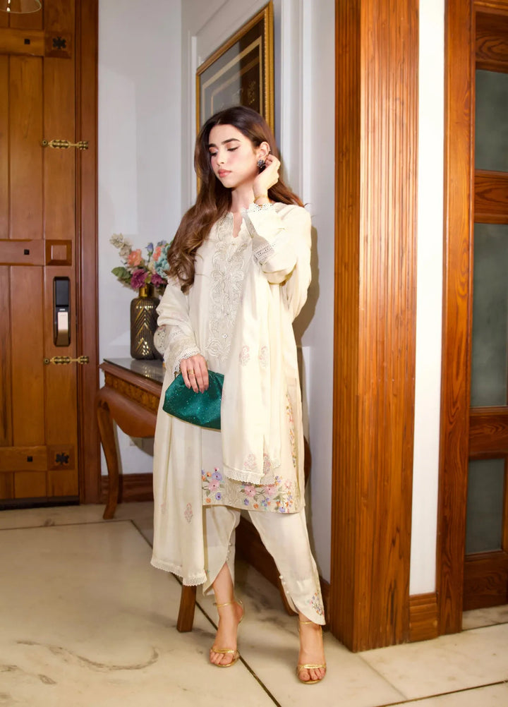Maroon by Iqra Chaudhry Pret Embroidered Khaadi Net 3 Piece Suit Botanical Canvas