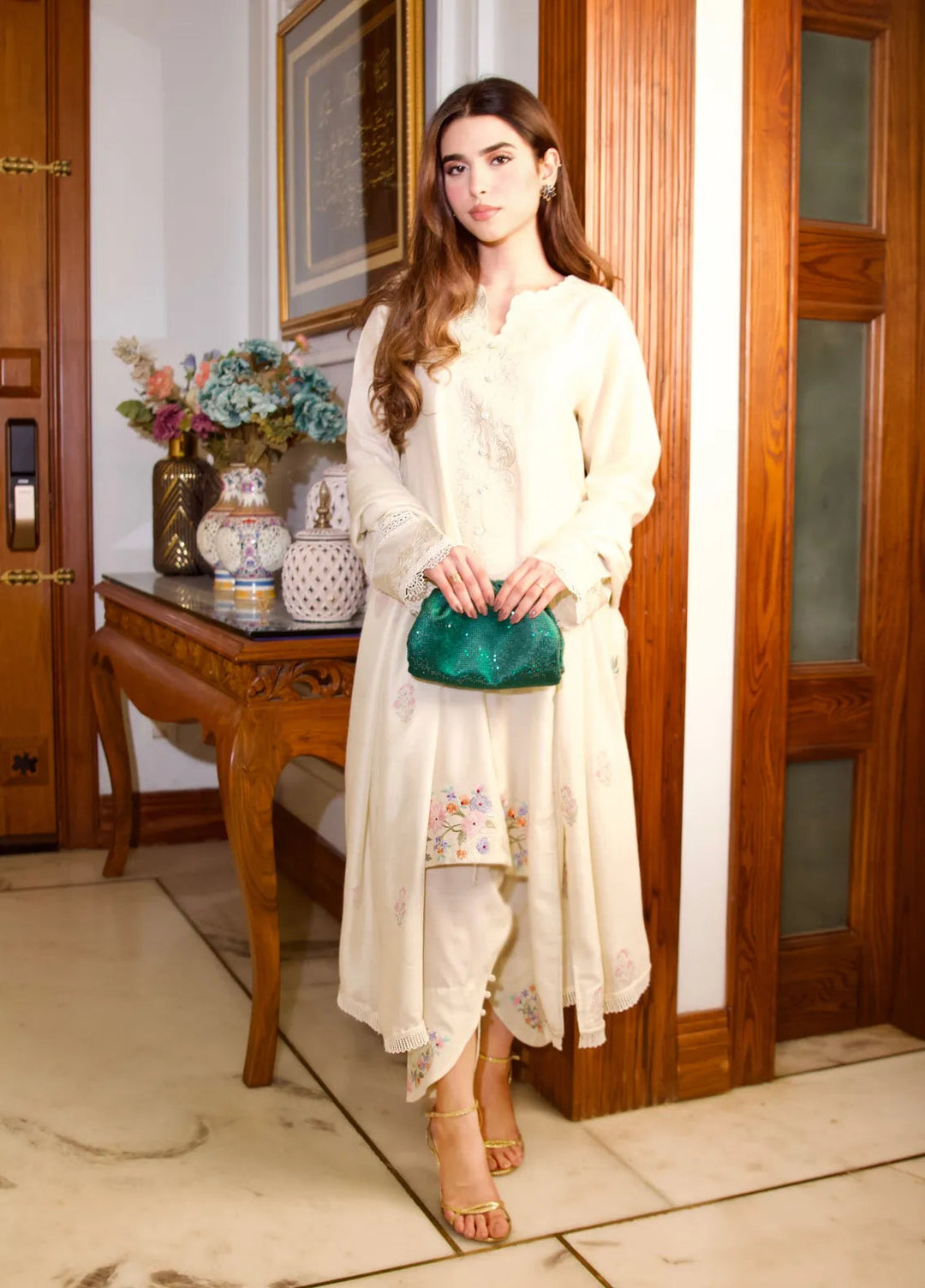 Maroon by Iqra Chaudhry Pret Embroidered Khaadi Net 3 Piece Suit Botanical Canvas