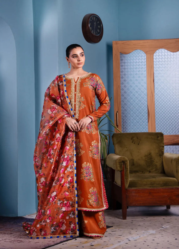 Maroon by Iqra Chaudhry Pret Embroidered Khaadi Silk 3 Piece Suit Layla