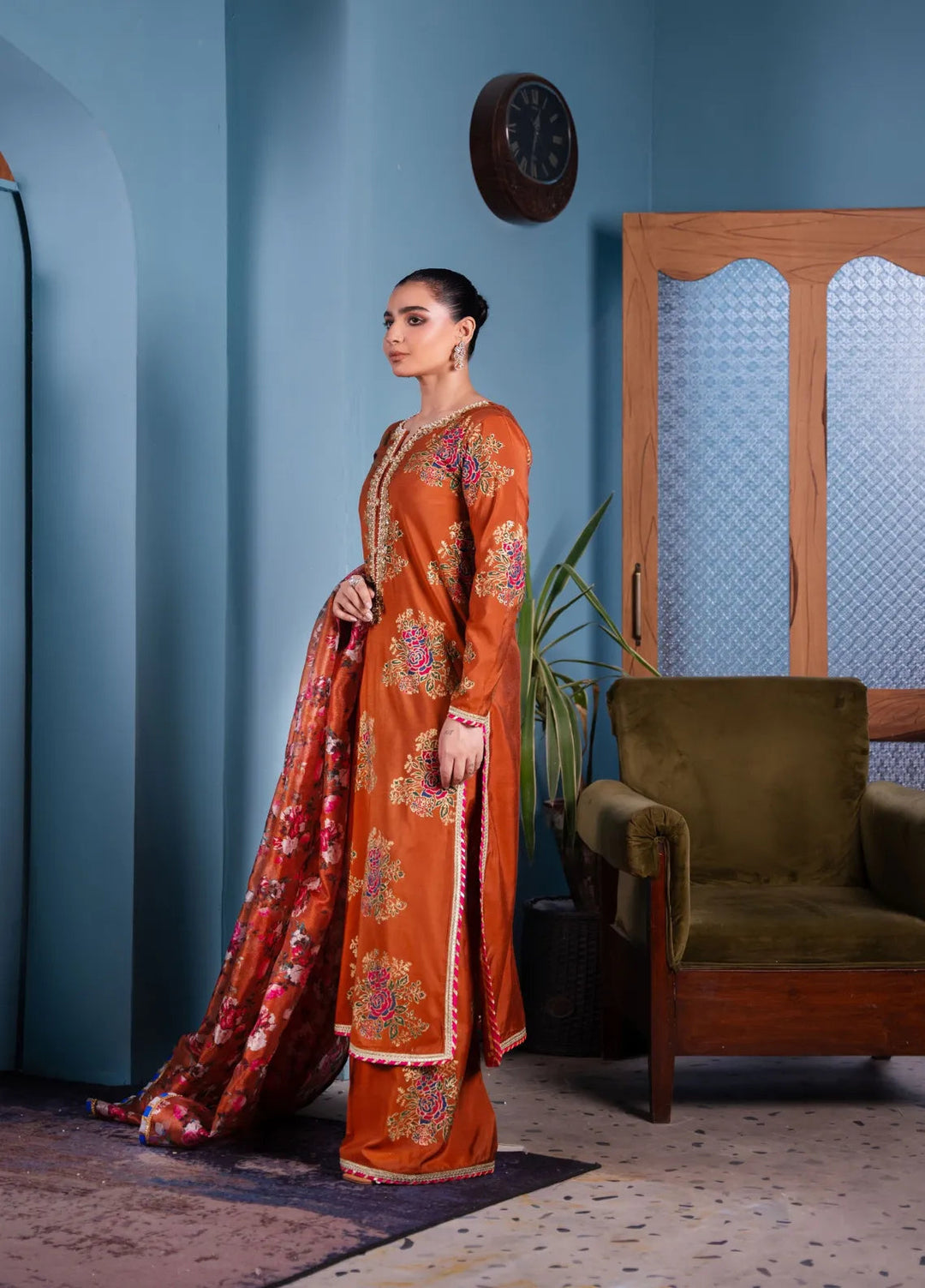 Maroon by Iqra Chaudhry Pret Embroidered Khaadi Silk 3 Piece Suit Layla