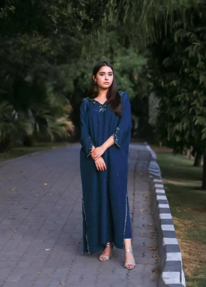 Maroon by Iqra Chaudhry Pret Embroidered Raw Silk 2 Piece Suit Azure Dream