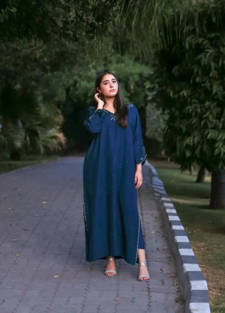 Maroon by Iqra Chaudhry Pret Embroidered Raw Silk 2 Piece Suit Azure Dream