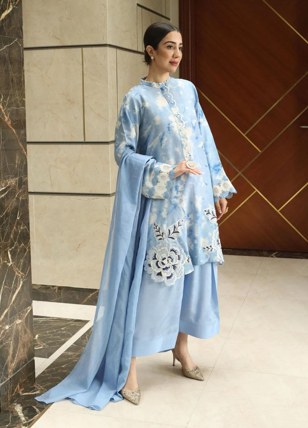 Maroon by Iqra Chaudhry Pret Embroidered Raw Silk 3 Piece Suit Skybelle