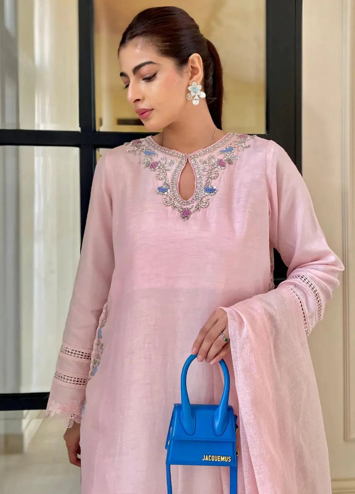 Maroon by Iqra Chaudhry Pret Embroidered Raw Silk 3 Piece Suit Summer Cocktail