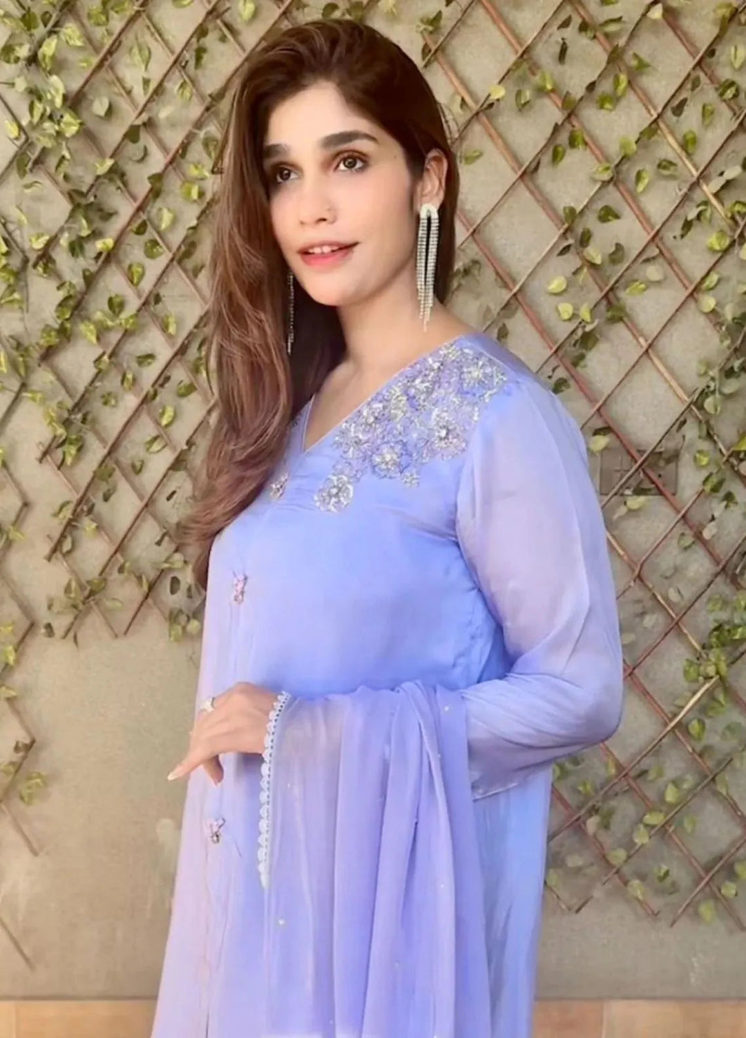 Maroon by Iqra Chaudhry Pret Embroidered Silk 3 Piece Suit Lavender Charm