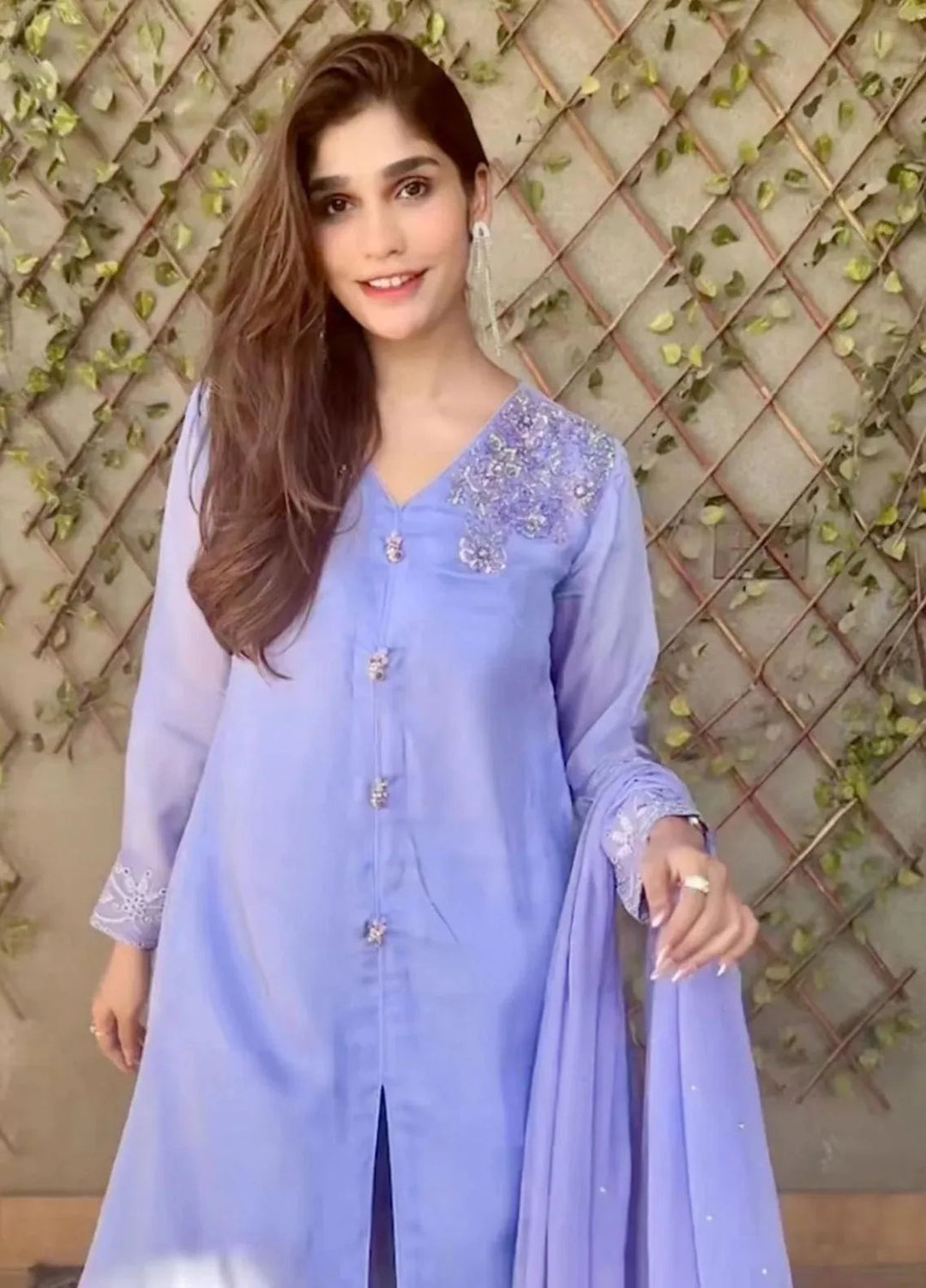Maroon by Iqra Chaudhry Pret Embroidered Silk 3 Piece Suit Lavender Charm