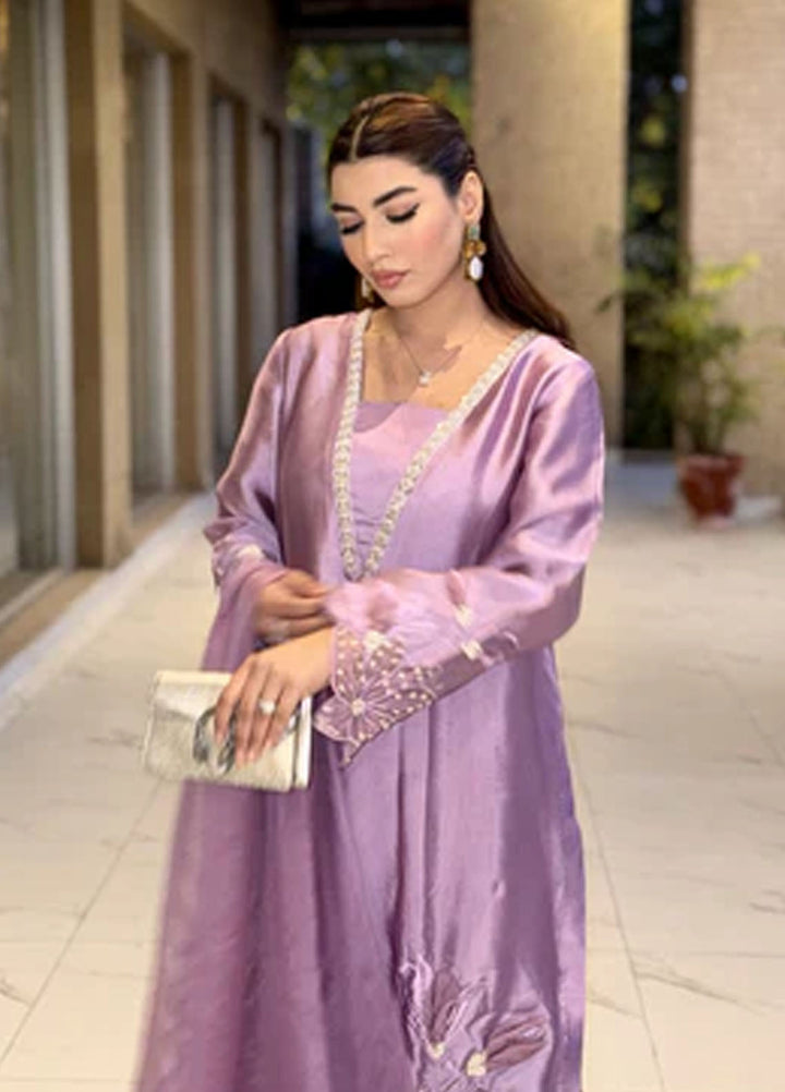 Maroon by Iqra Chaudhry Pret Embroidered Silk 3 Piece Suit Lavender Grace