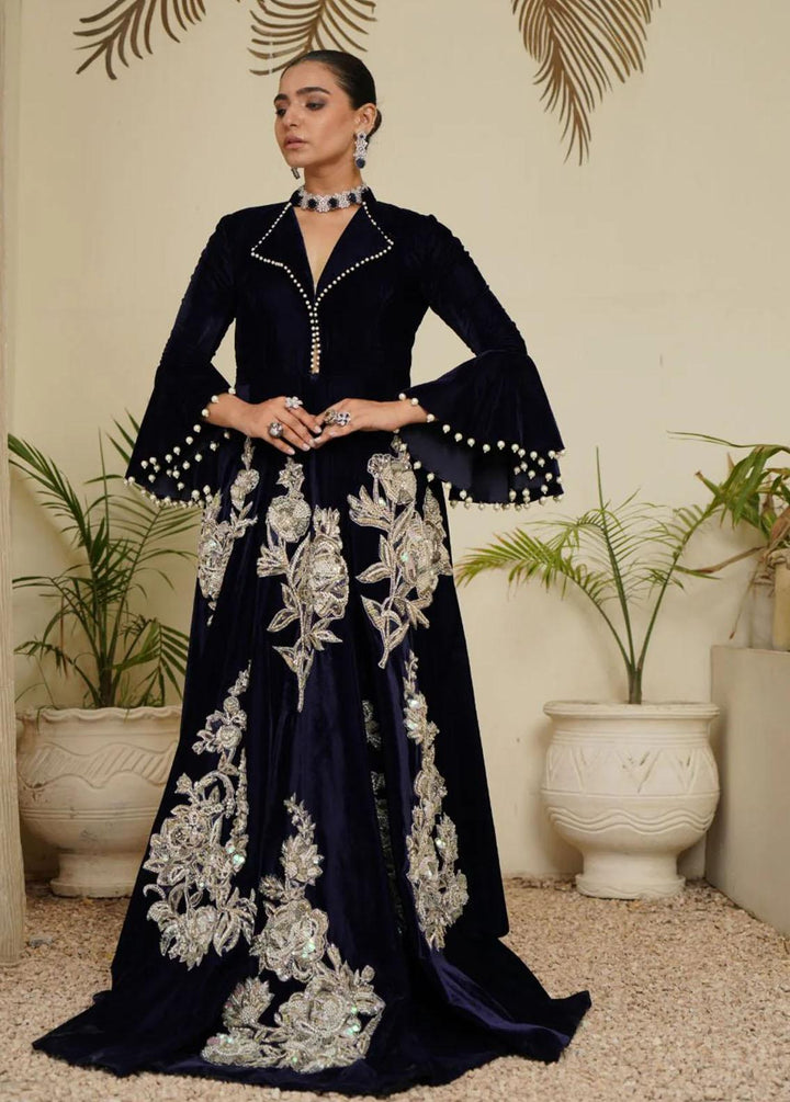 Maroon by Iqra Chaudhry Pret Embroidered Velvet Shirt Diana