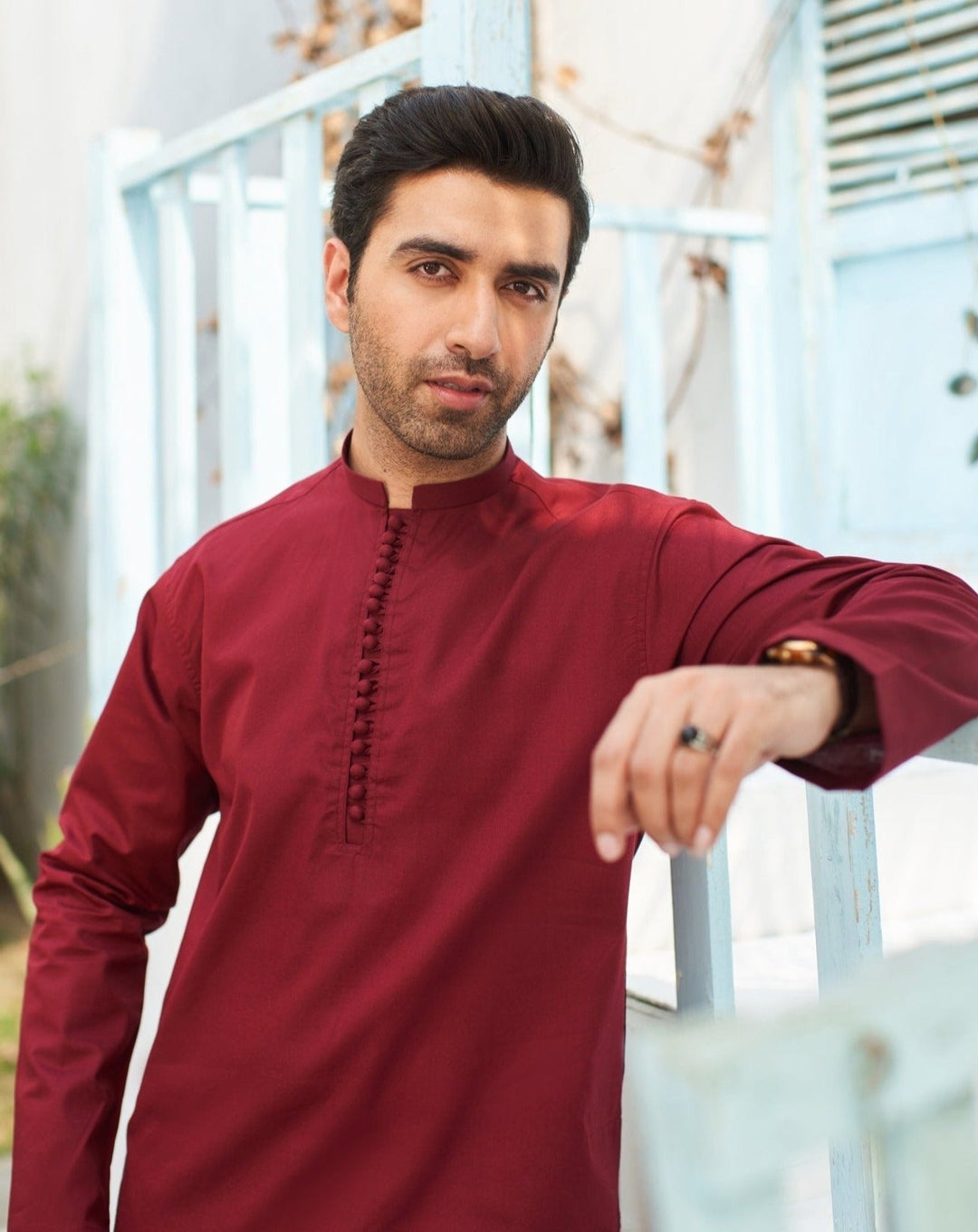 Muraqsh Ready To Wear Solids  Men Maroon Cotton Kurta Trouser MURCKWT-KUR - Summer Collection
