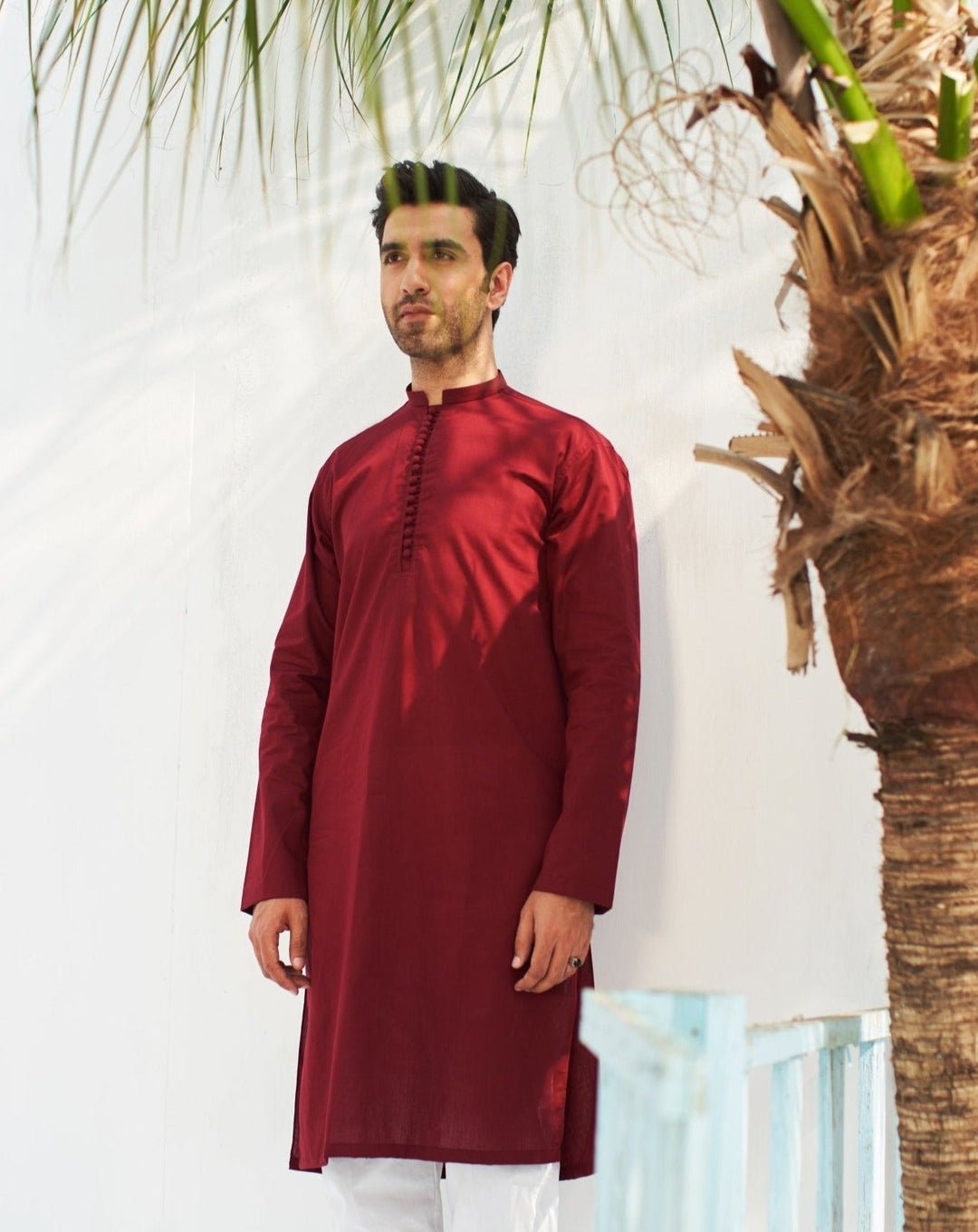 Muraqsh Ready To Wear Solids  Men Maroon Cotton Kurta Trouser MURCKWT-KUR - Summer Collection