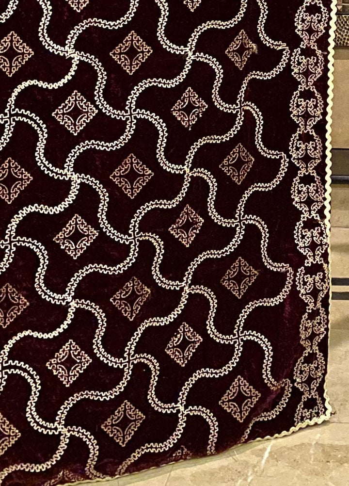 Naaz Couture  Velvet  Shawls-18 Maroon Embroidered Velvet Shawl - Winter Wool Shawls