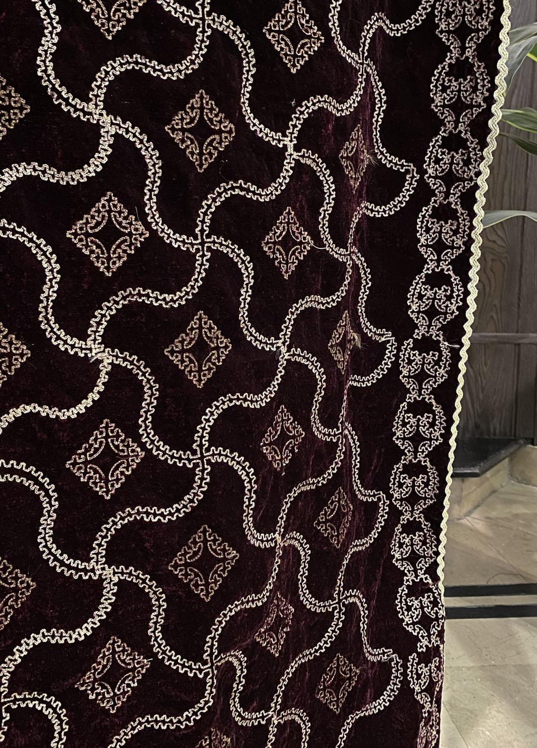 Naaz Couture  Velvet  Shawls-18 Maroon Embroidered Velvet Shawl - Winter Wool Shawls