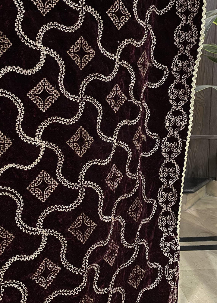 Naaz Couture  Velvet  Shawls-18 Maroon Embroidered Velvet Shawl - Winter Wool Shawls
